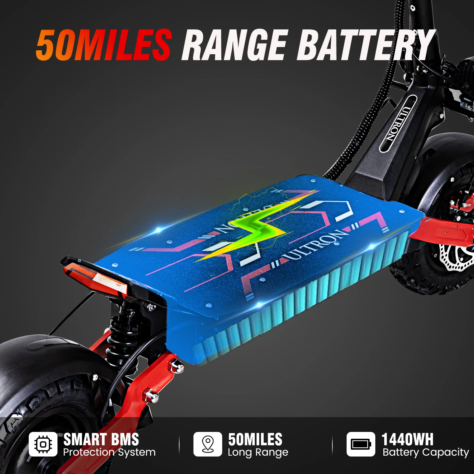 Electric Scooter for Adults, 11"  60V 6000W, Up to 51-55MPH 55-60Miles, Fast E-Scooter with Seat, Adult Scooter for Mountains, Off-Road, Road - Image 4